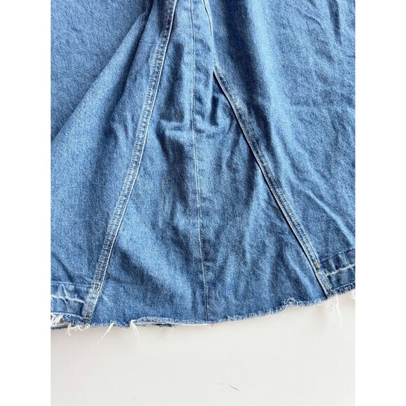 GAP Medium Indigo Wash Stretch Denim Fluted A-Line Maxi Skirt, Size 27/4 - Picture 8 of 12